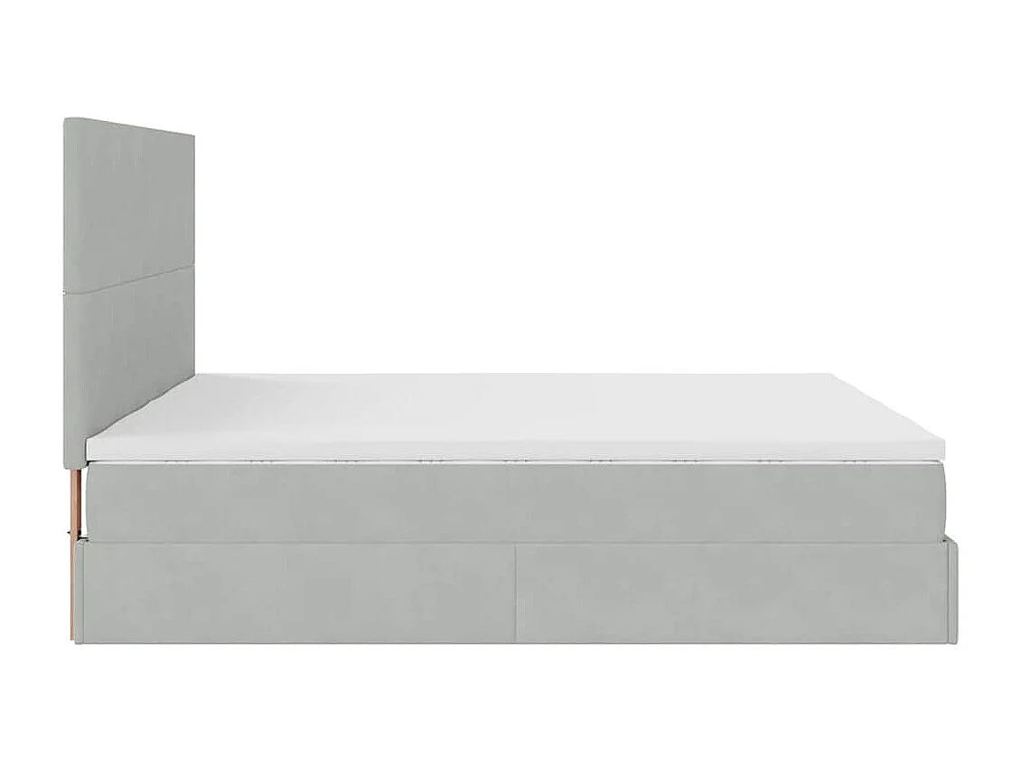 Cadre de lit ottoman avec matelas gris clair 200x200 cm velours