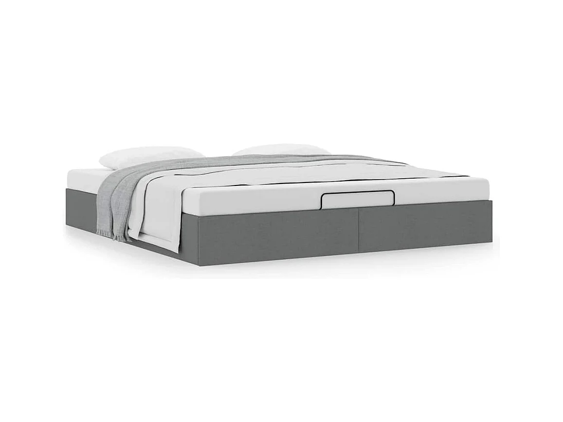 Cadre de lit ottoman sans matelas gris foncé 200x200 cm tissu
