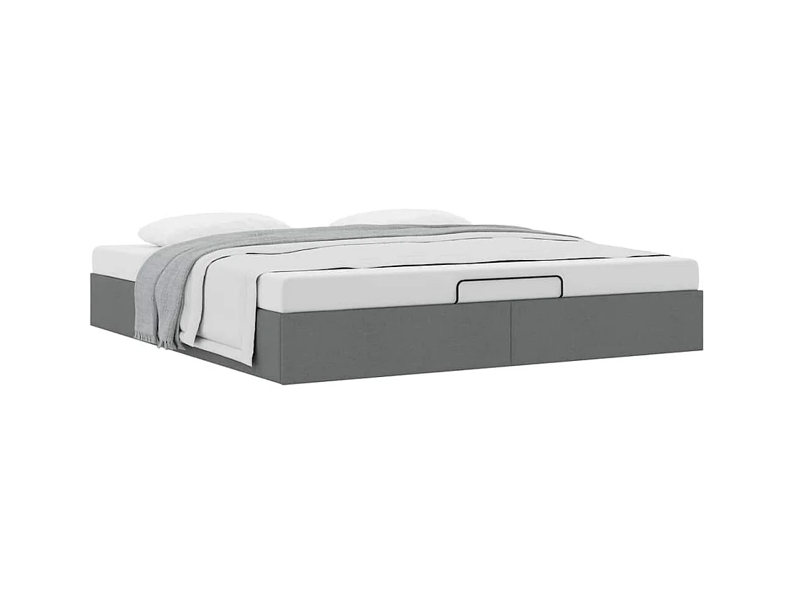 Cadre de lit ottoman sans matelas gris foncé 200x200 cm tissu