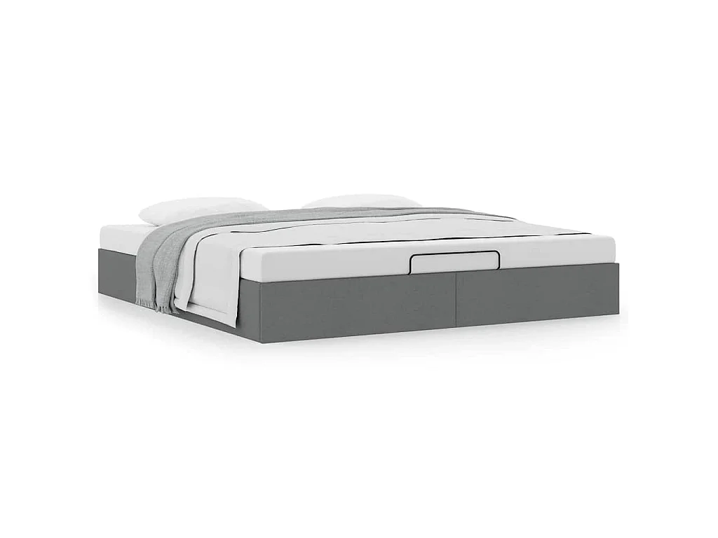 Cadre de lit ottoman sans matelas gris foncé 200x200 cm tissu