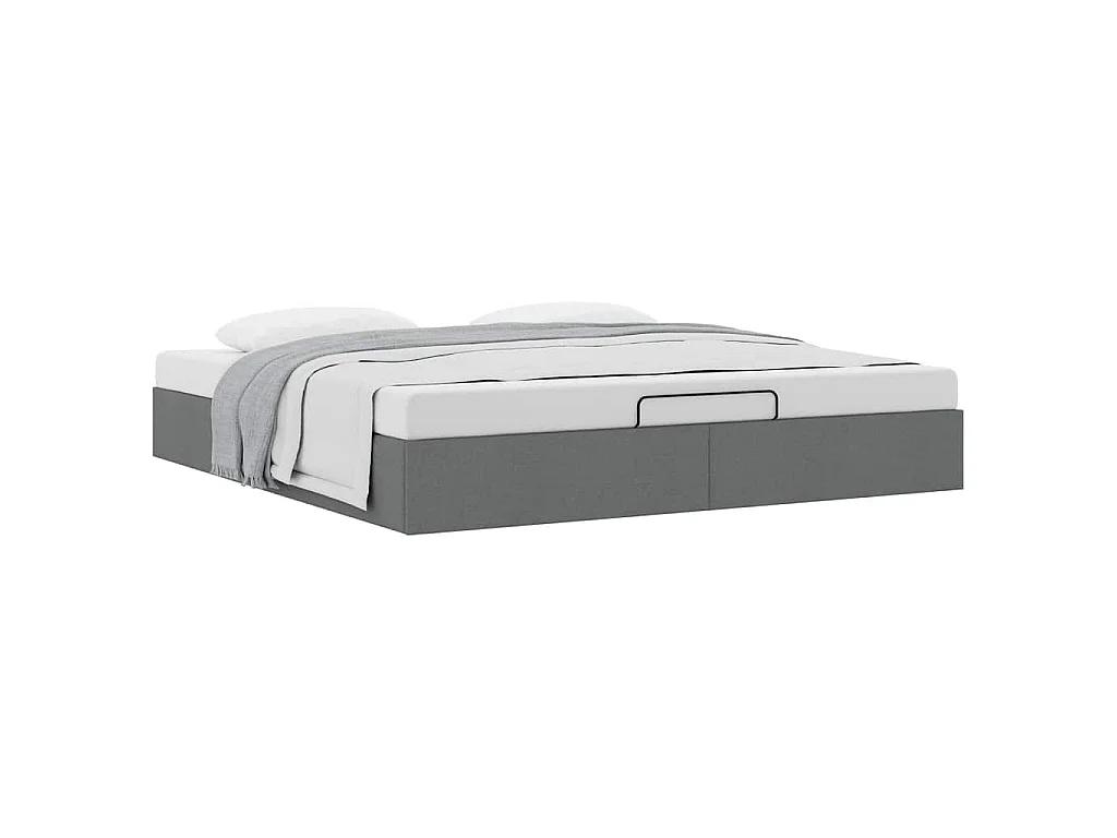 Cadre de lit ottoman sans matelas gris foncé 200x200 cm tissu