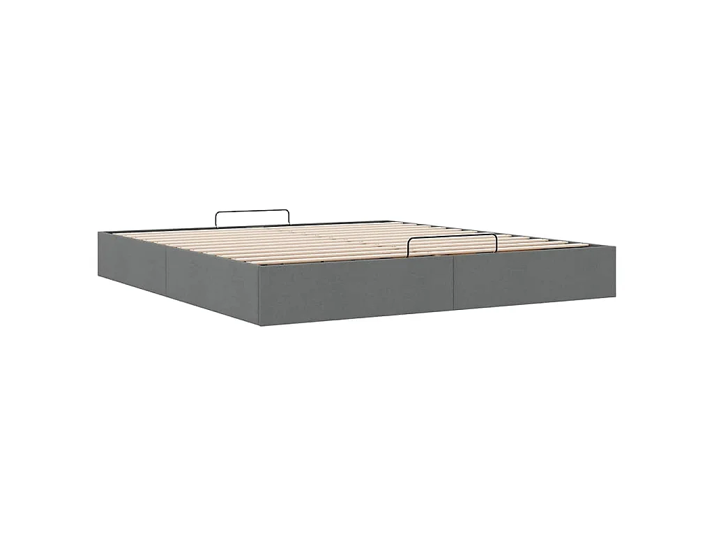 Cadre de lit ottoman sans matelas gris foncé 200x200 cm tissu