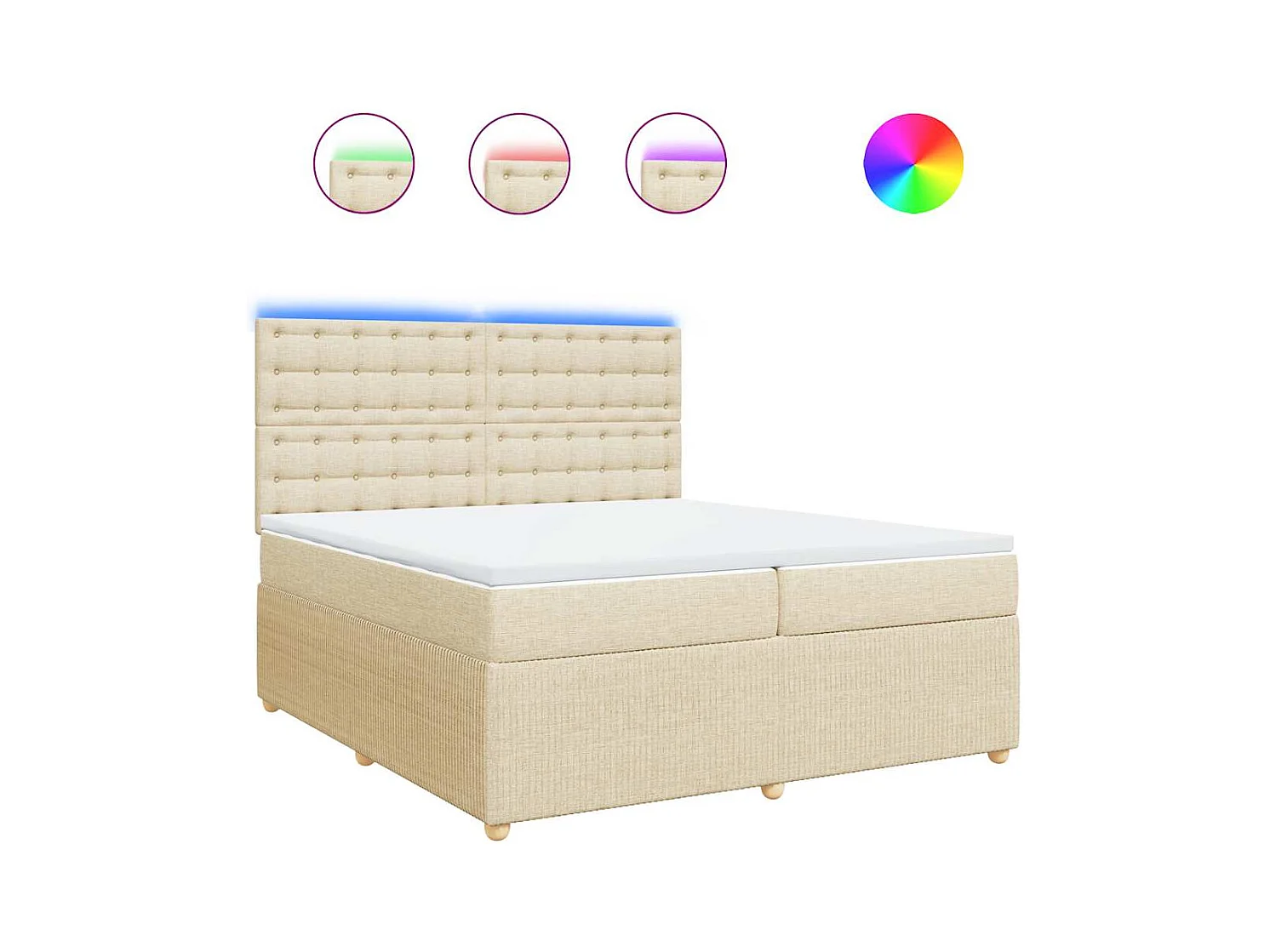 Sommier à lattes de lit avec matelas Crème 200x200 cm Tissu