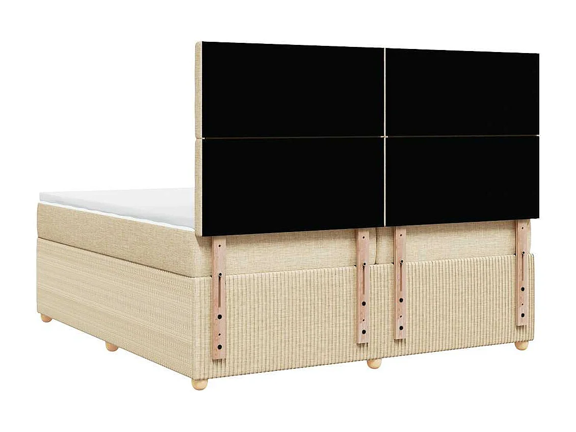 Sommier à lattes de lit avec matelas Crème 200x200 cm Tissu