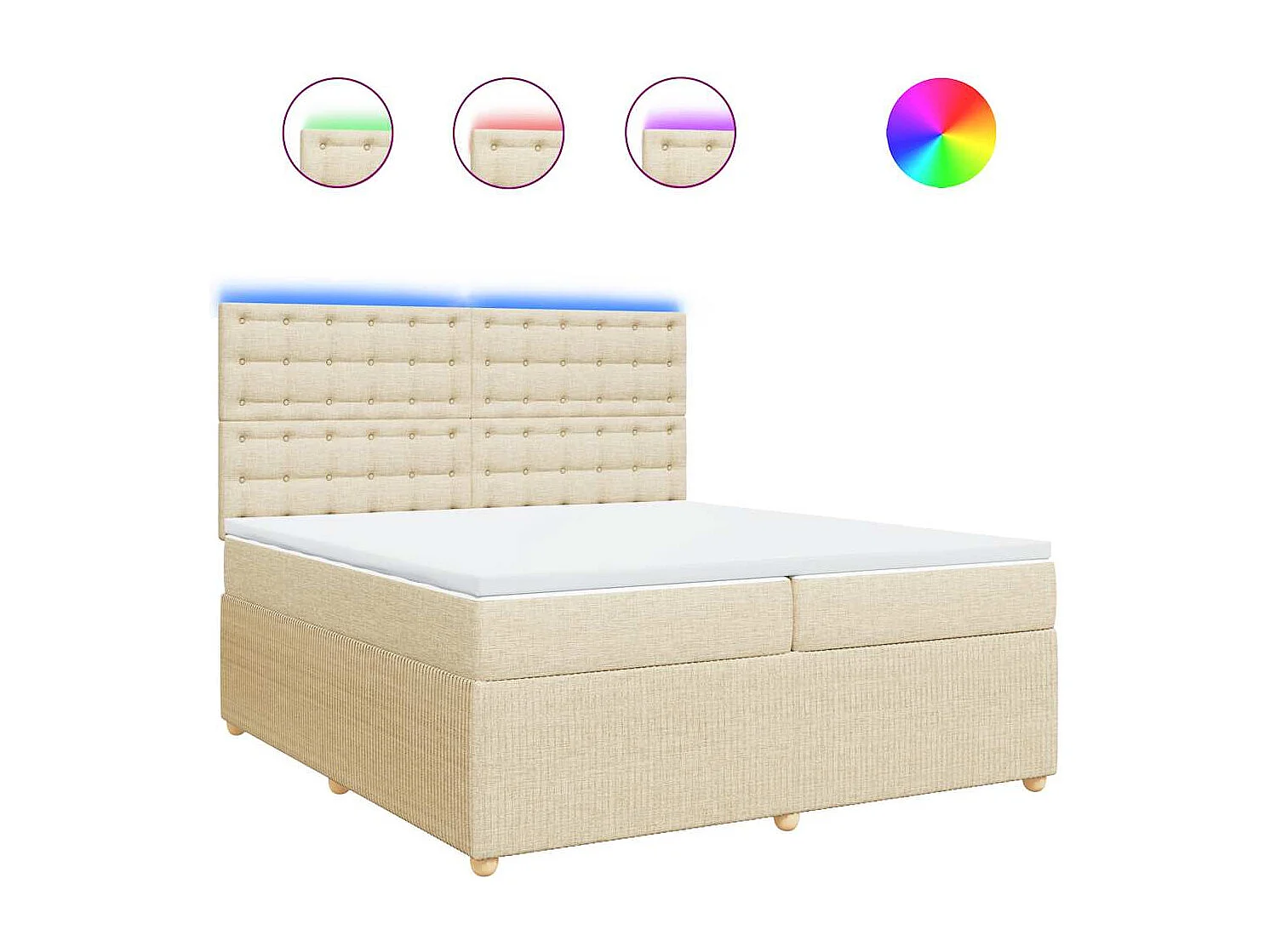 Boxspring met matras stof crèmekleurig 200x200 cm