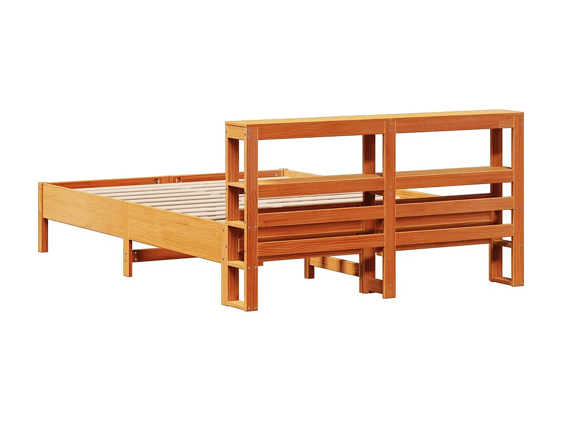 Bedframe zonder matras massief grenenhout wasbruin 150x200 cm