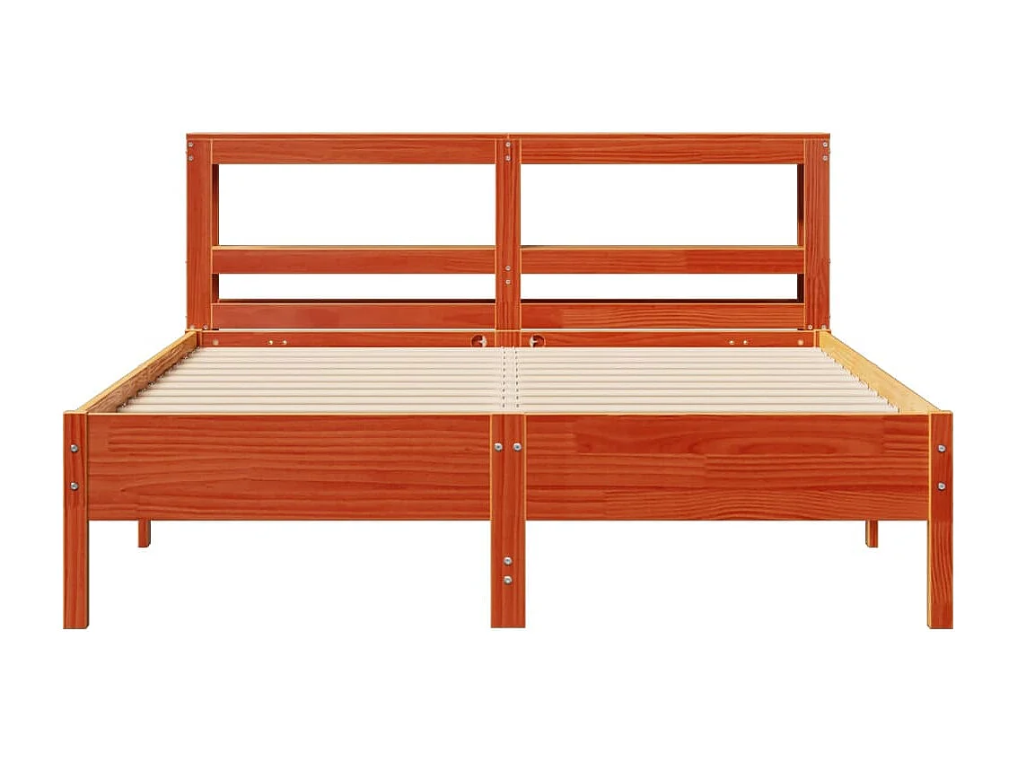 Cama sem colchão 150x200 cm madeira pinho maciça castanho-mel