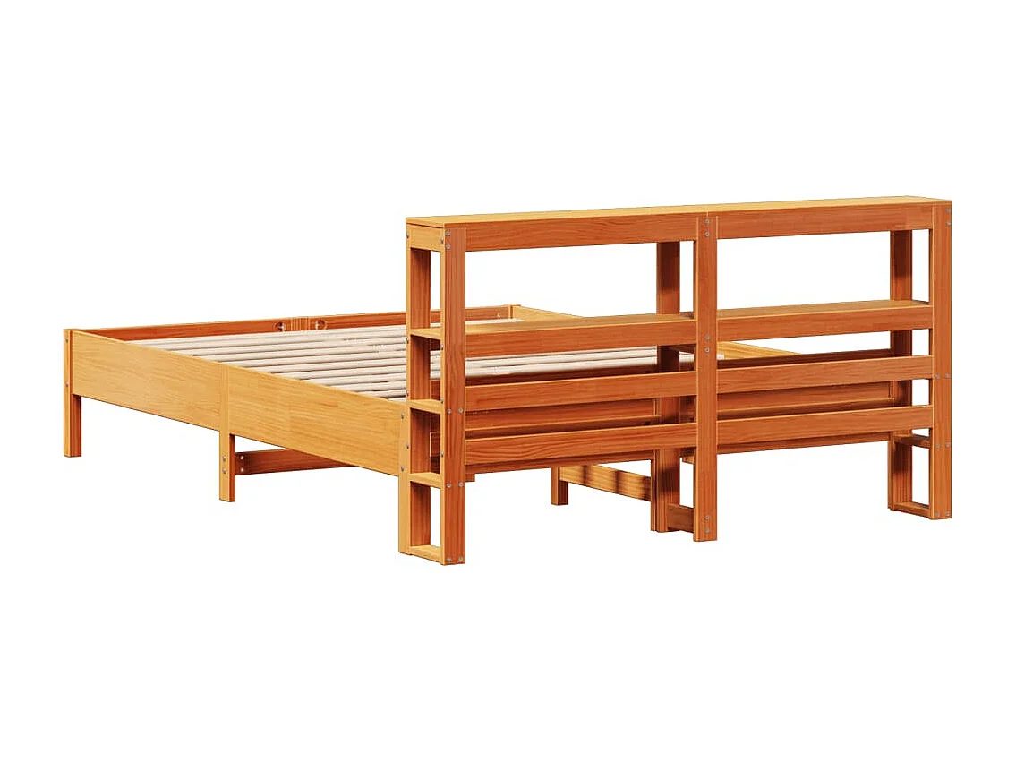 Cama sem colchão 150x200 cm madeira pinho maciça castanho-mel