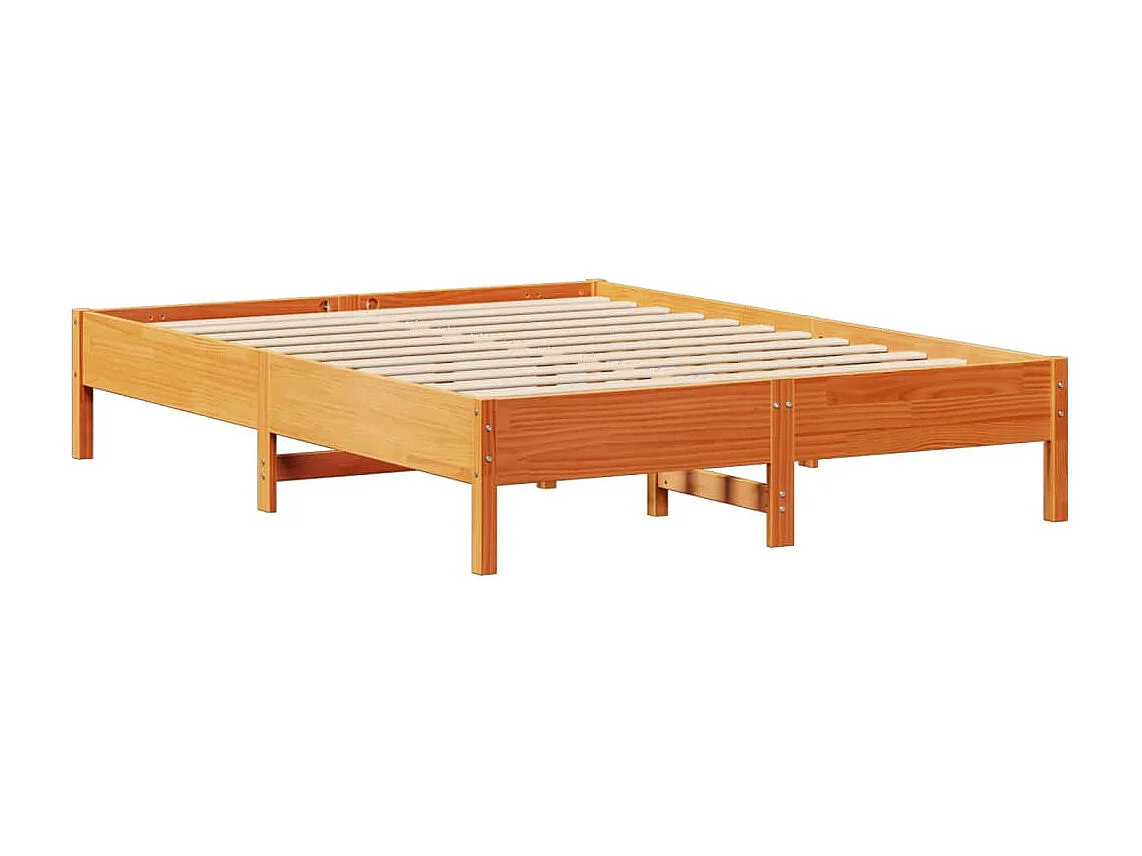 Cama sem colchão 150x200 cm madeira pinho maciça castanho-mel