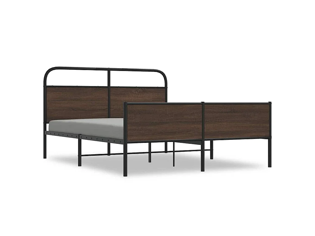 Metallbett ohne Matratze Braun Eichen-Optik 150x200 cm
