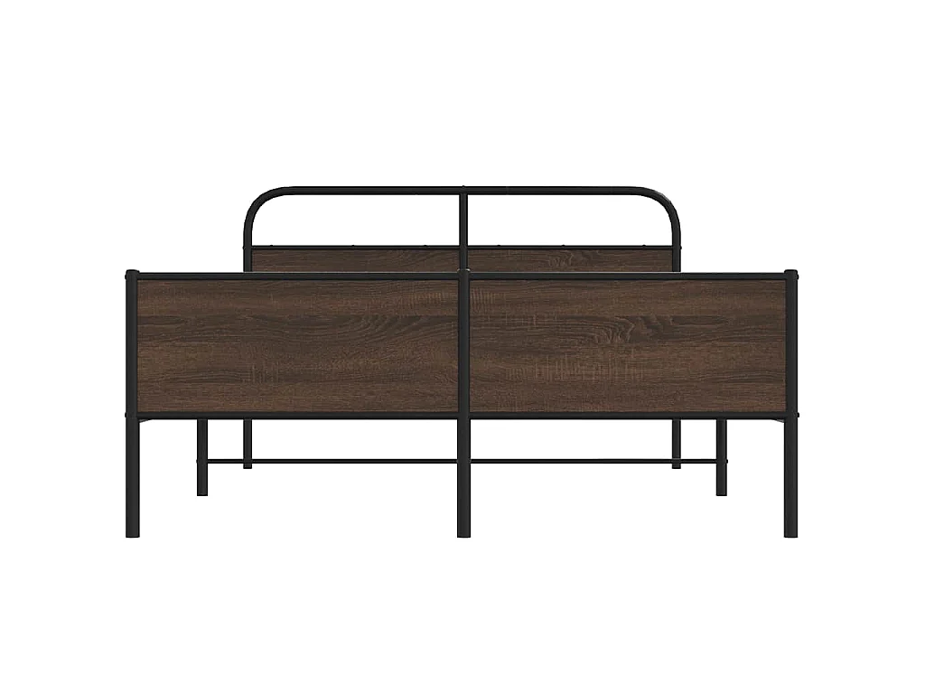 Metallbett ohne Matratze Braun Eichen-Optik 150x200 cm