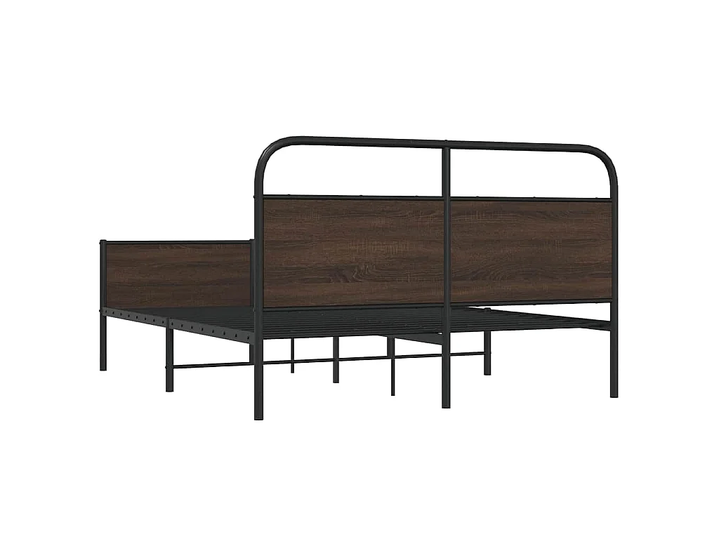 Metallbett ohne Matratze Braun Eichen-Optik 150x200 cm