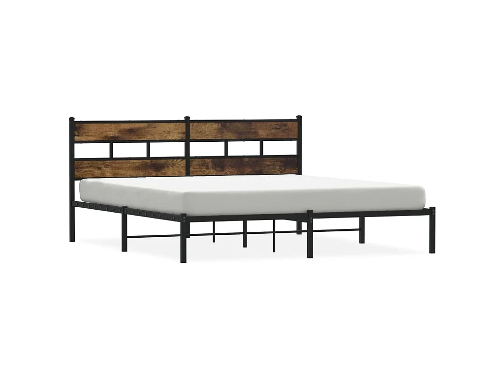 Estructura de cama sin colchón metal roble ahumado 193x203 cm