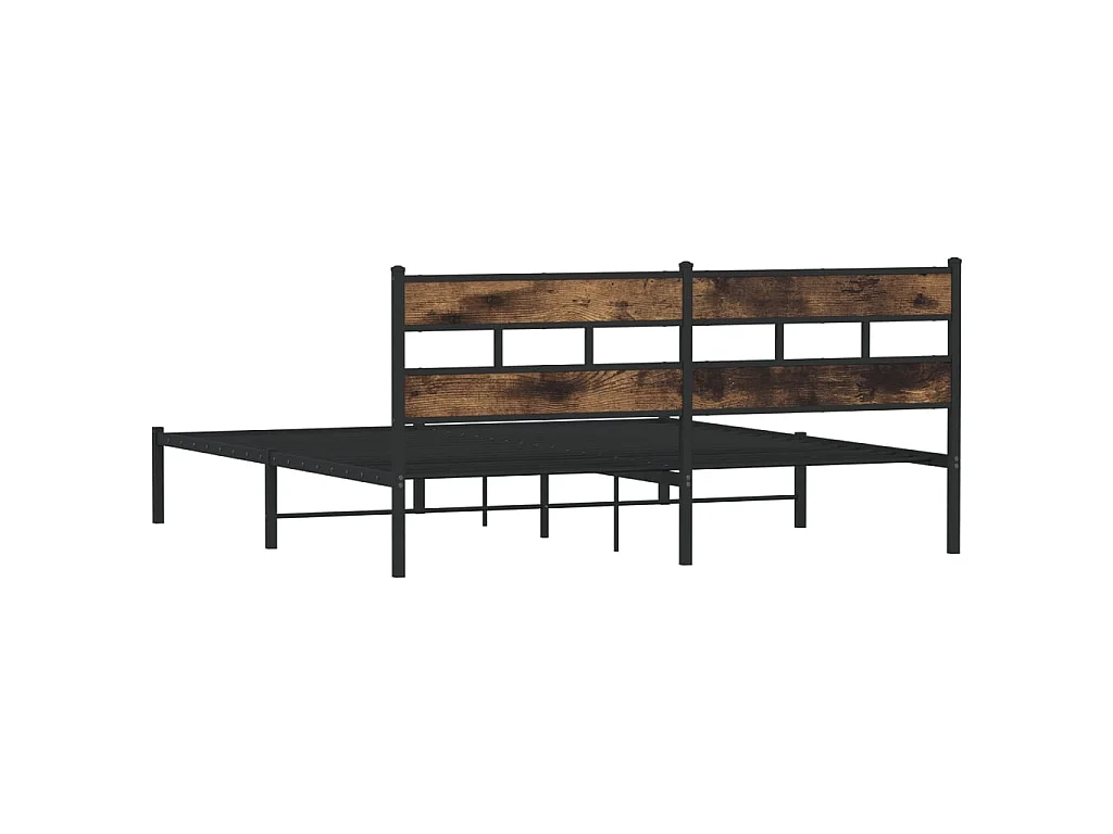 Estructura de cama sin colchón metal roble ahumado 193x203 cm