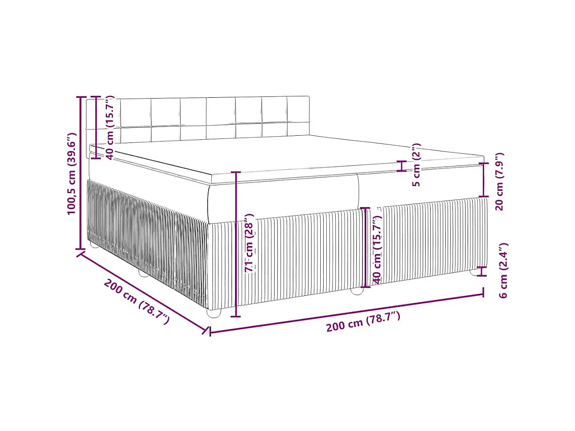 Boxspringbett mit Matratze Dunkelgrau 200x200 cm Stoff