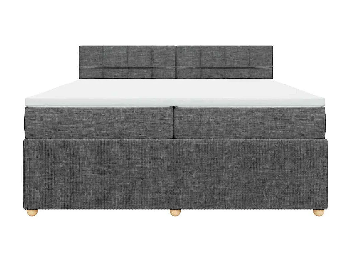 Sommier à lattes de lit avec matelas Gris foncé 200x200cm Tissu