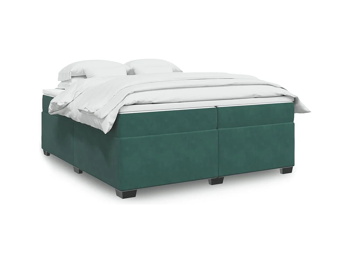Sommier à lattes de lit et matelas Vert foncé 200x200cm Velours