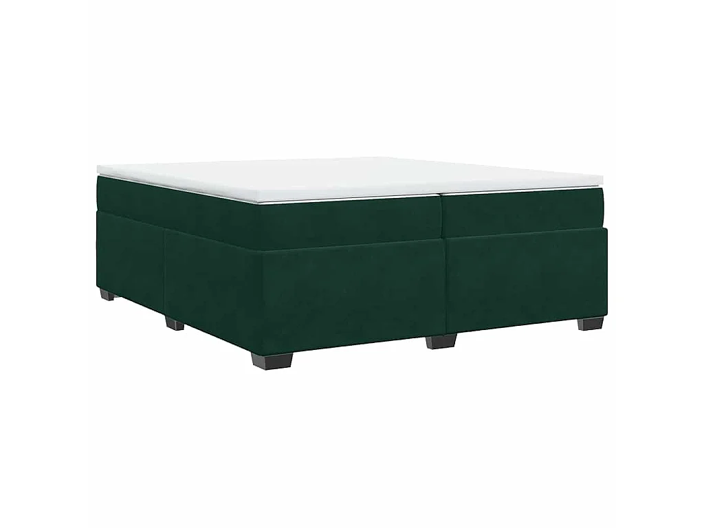 Cama box spring con colchón terciopelo verde oscuro 200x200 cm