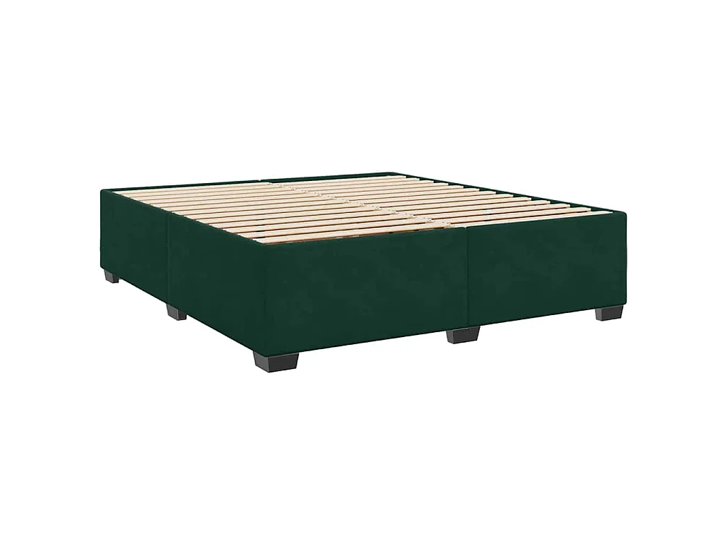 Cama box spring con colchón terciopelo verde oscuro 200x200 cm