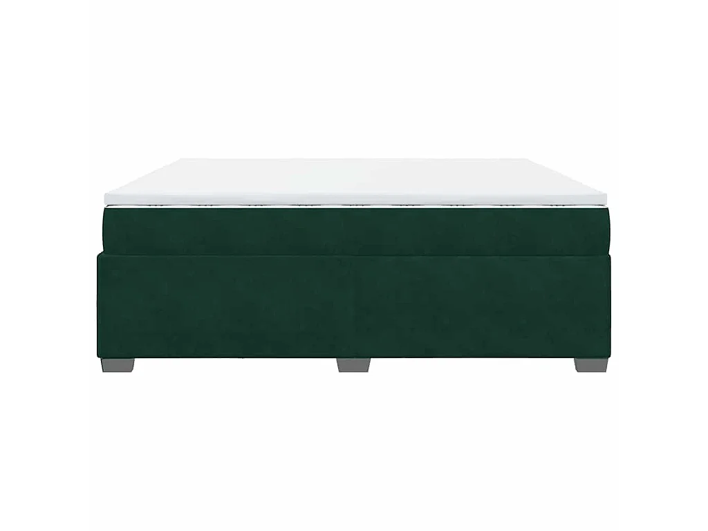 Cama box spring con colchón terciopelo verde oscuro 200x200 cm