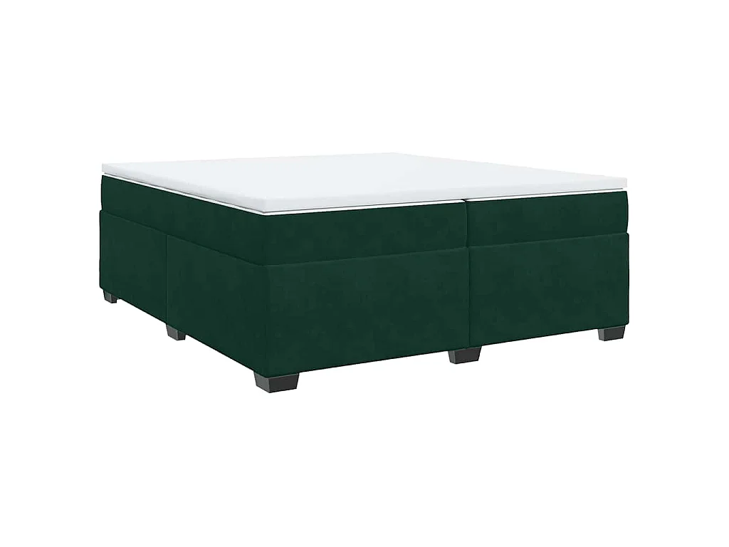 Cama box spring con colchón terciopelo verde oscuro 200x200 cm