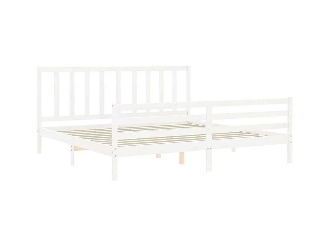 Cadre de lit sans matelas blanc 200x200 cm bois massif de pin