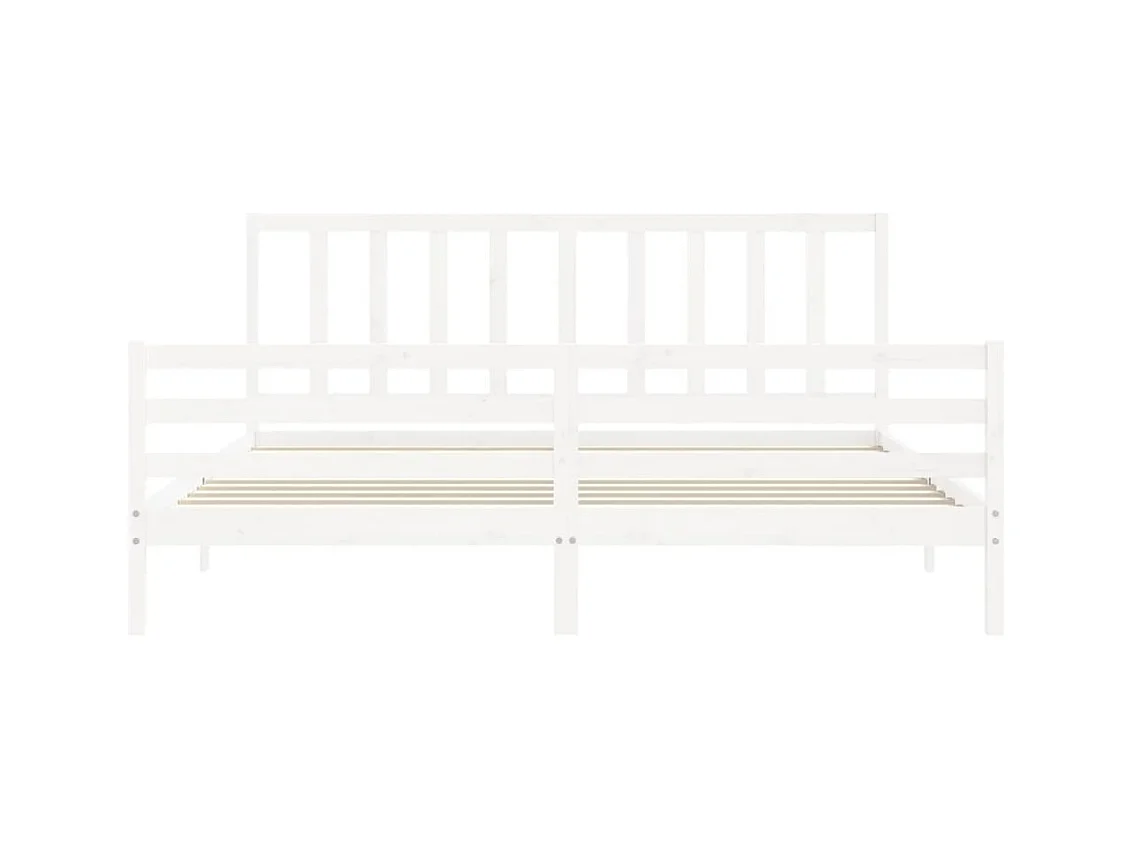 Cadre de lit sans matelas blanc 200x200 cm bois massif de pin