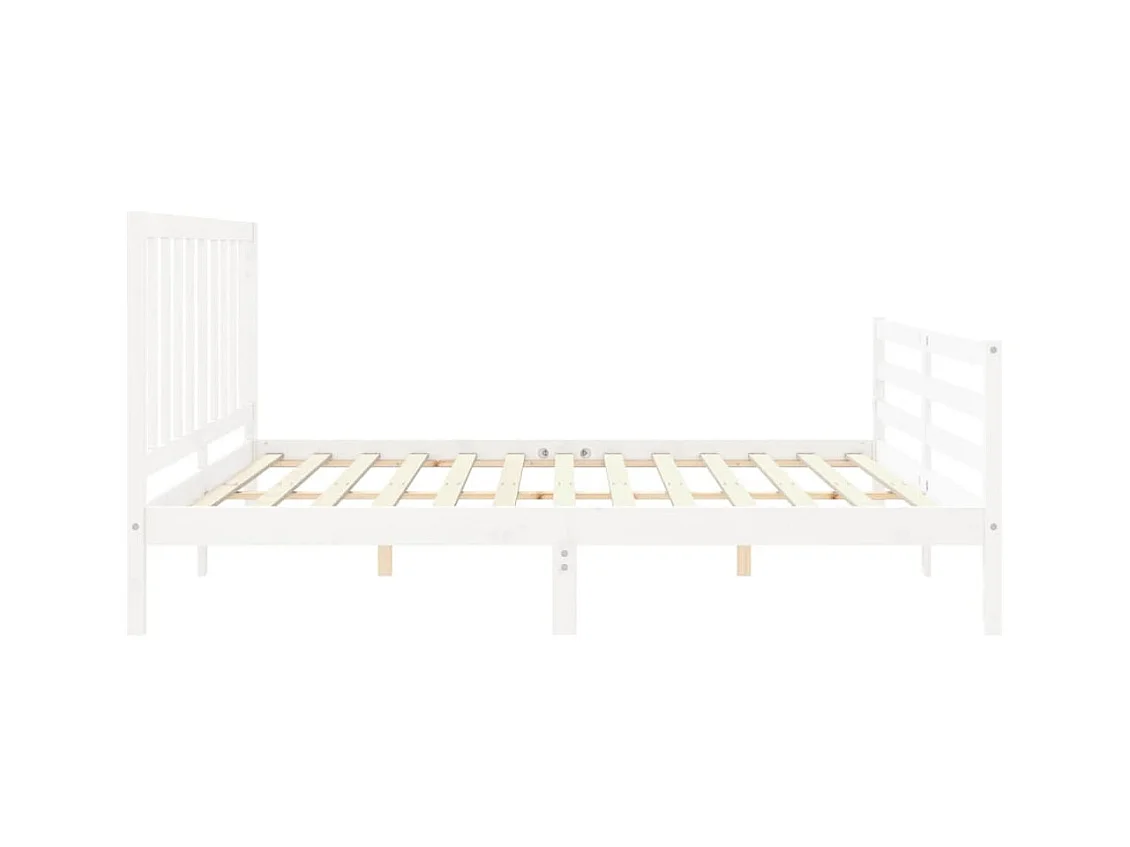 Cadre de lit sans matelas blanc 200x200 cm bois massif de pin