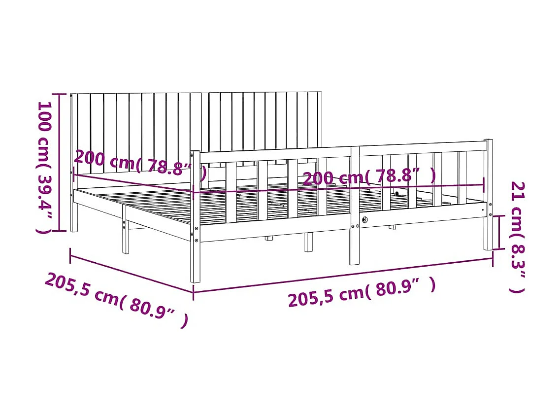 Massivholzbett ohne Matratze 200x200 cm Kiefer