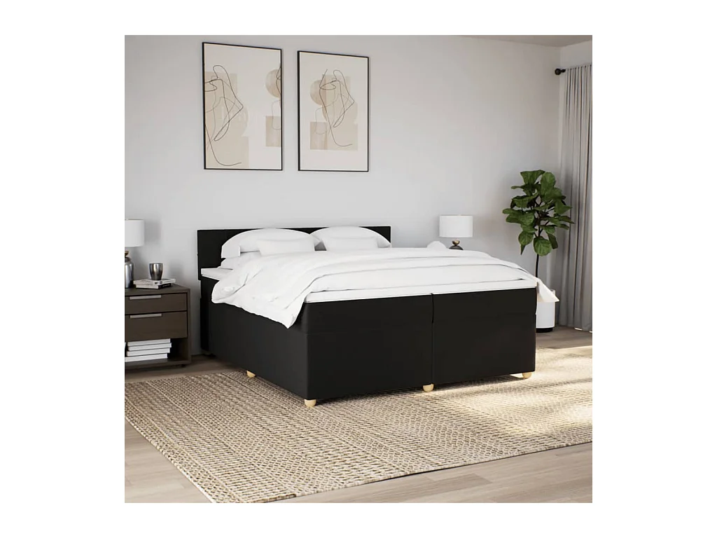 Boxspring met matras stof zwart 200x200 cm