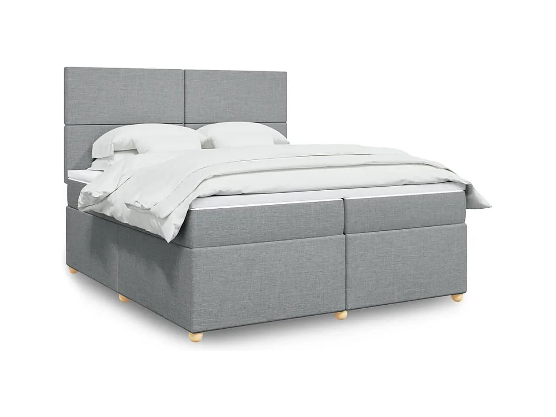 Sommier à lattes de lit avec matelas Gris clair 200x200cm Tissu