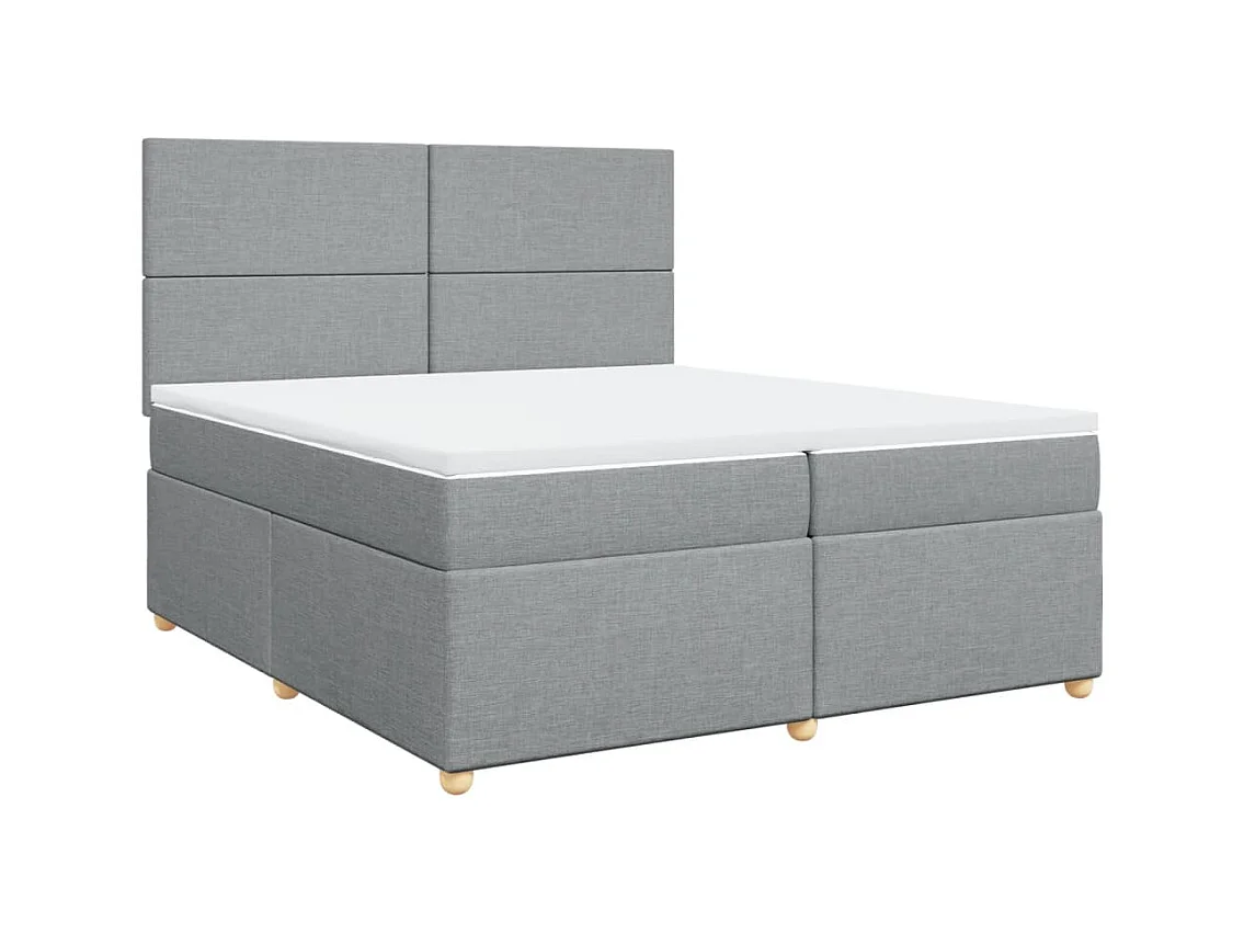 Sommier à lattes de lit avec matelas Gris clair 200x200cm Tissu