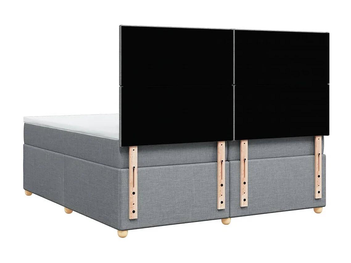 Sommier à lattes de lit avec matelas Gris clair 200x200cm Tissu