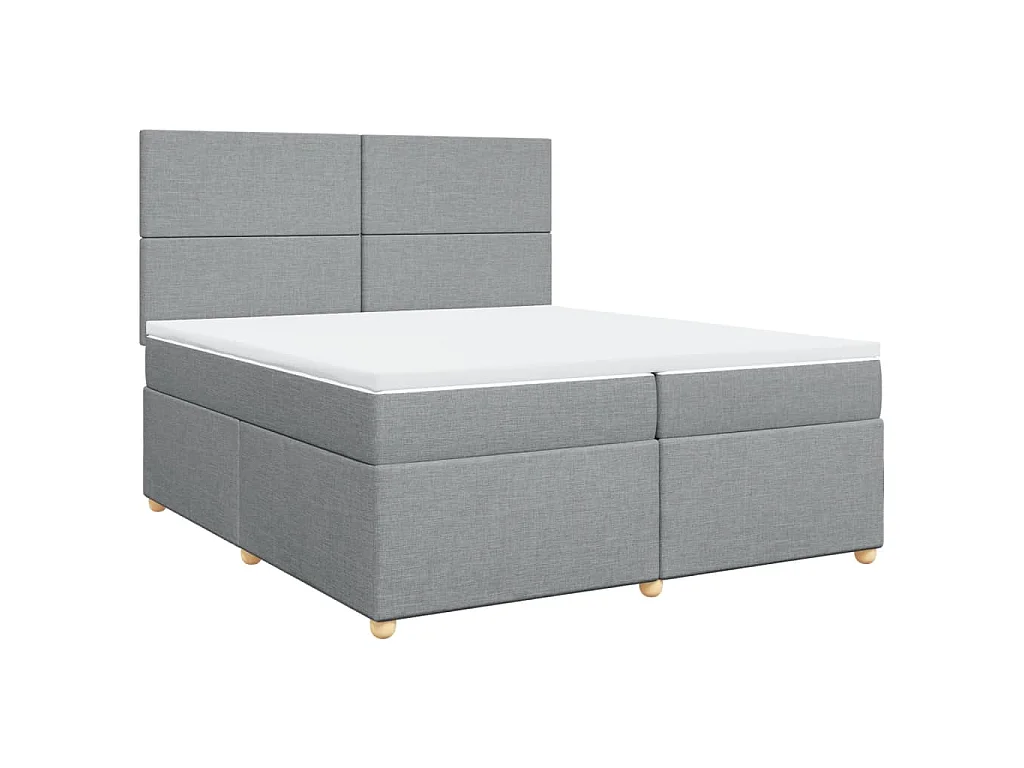 Cama box spring con colchón tela gris claro 200x200 cm