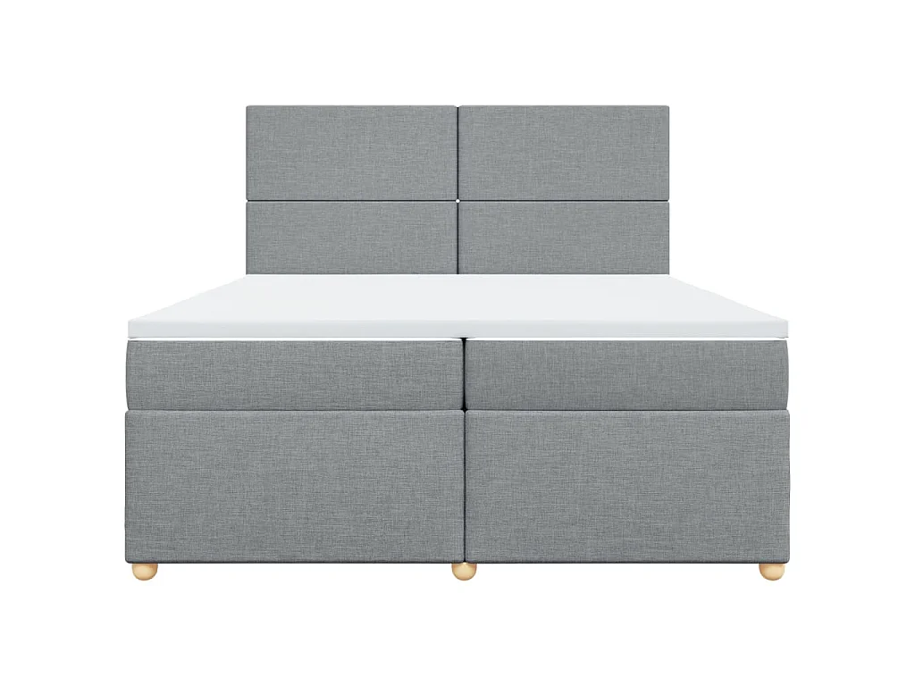 Cama box spring con colchón tela gris claro 200x200 cm