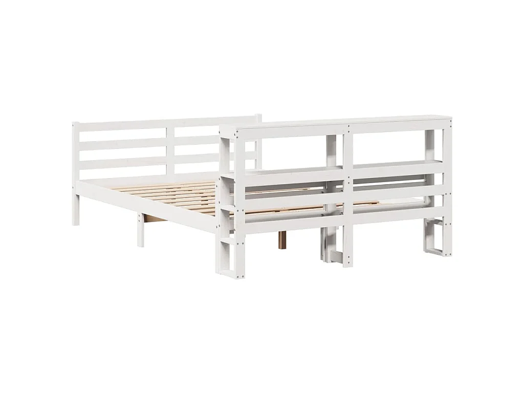 Estrutura de cama c/ cabeceira 150x200 cm pinho maciço branco