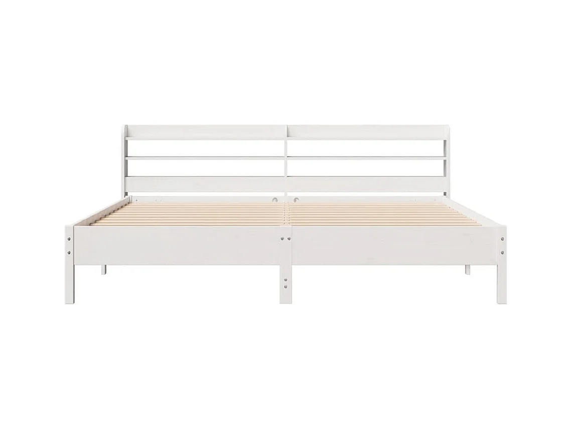 Cadre de lit sans matelas blanc 200x200 cm bois massif de pin