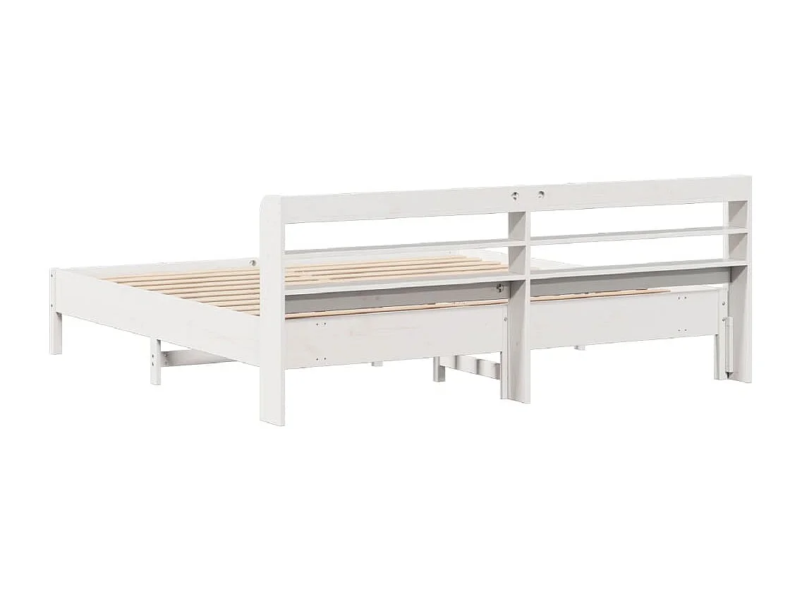 Massivholzbett ohne Matratze Weiß 200x200 cm Kiefernholz