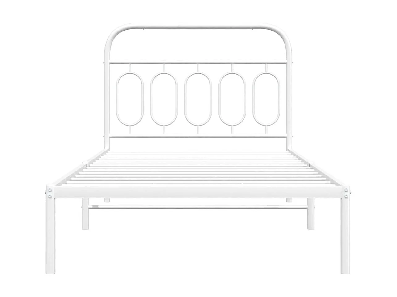 Cadre de lit métal sans matelas et tête de lit blanc 107x203 cm