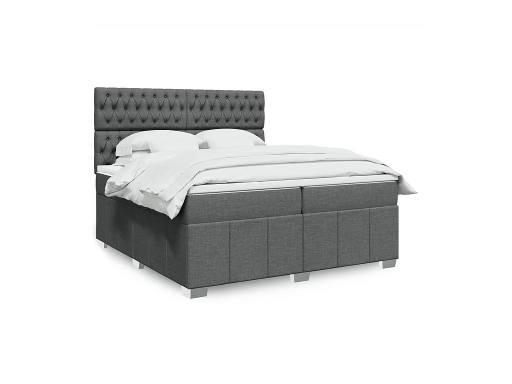 Sommier à lattes de lit avec matelas Gris foncé 200x200cm Tissu