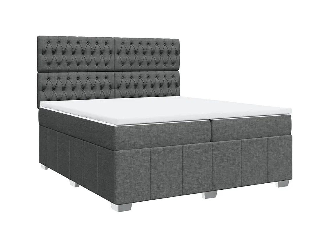 Sommier à lattes de lit avec matelas Gris foncé 200x200cm Tissu