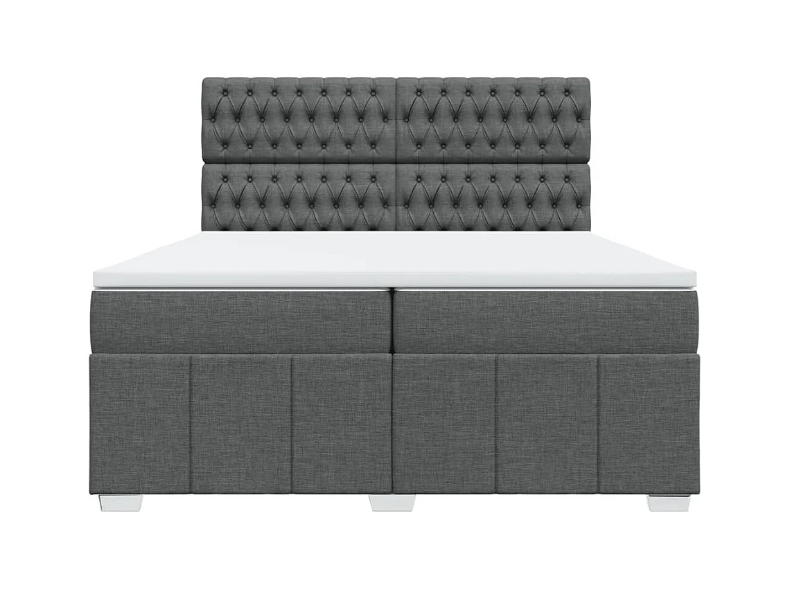 Sommier à lattes de lit avec matelas Gris foncé 200x200cm Tissu