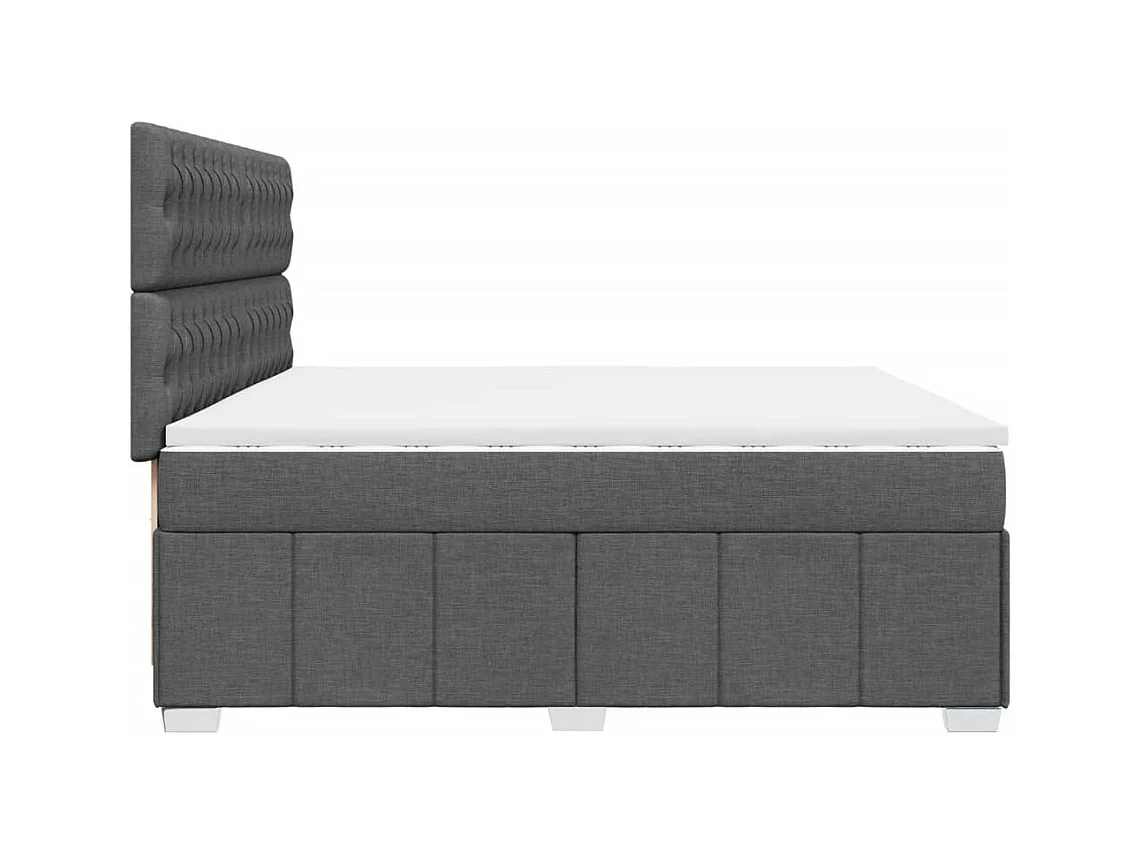 Sommier à lattes de lit avec matelas Gris foncé 200x200cm Tissu