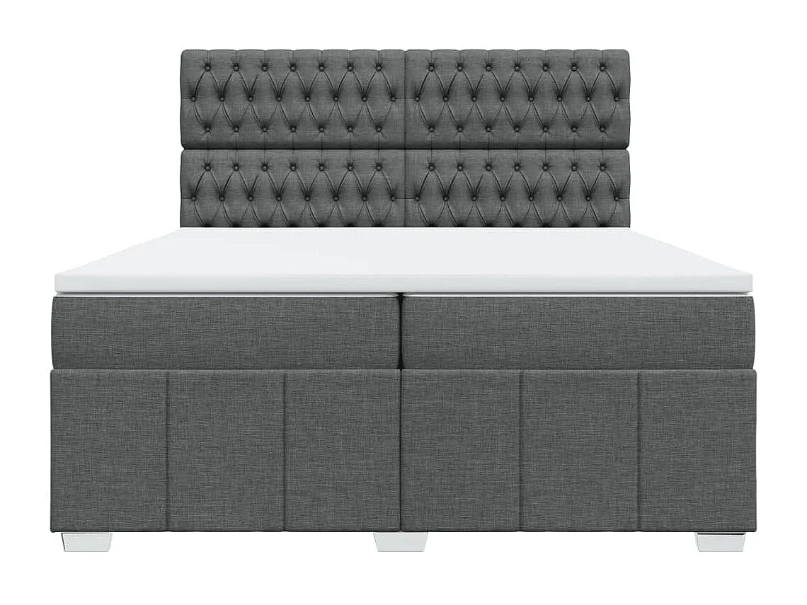 Cama box spring con colchón tela gris oscuro 200x200 cm