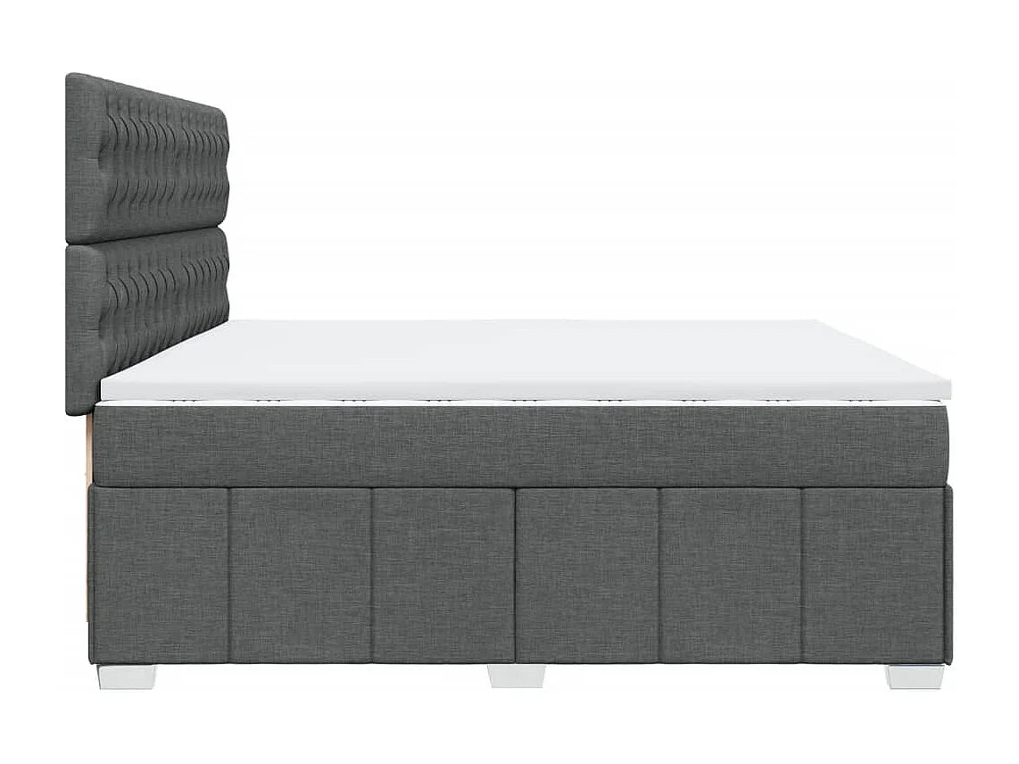 Cama box spring con colchón tela gris oscuro 200x200 cm