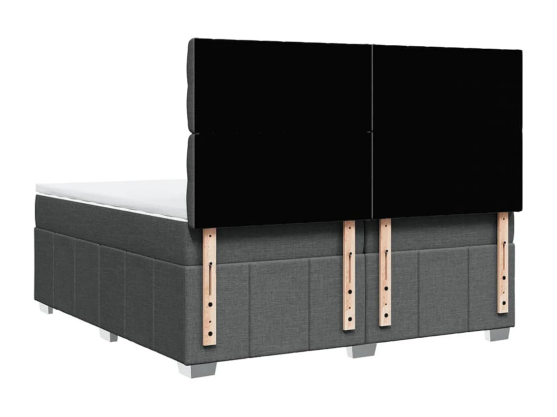 Cama box spring con colchón tela gris oscuro 200x200 cm