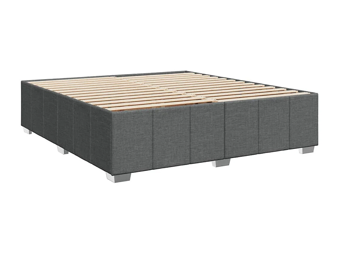 Cama box spring con colchón tela gris oscuro 200x200 cm