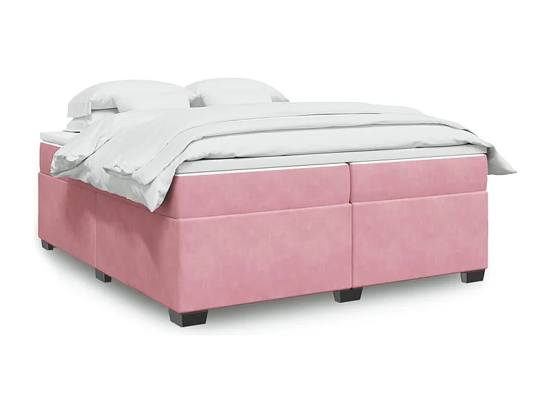 Cama box spring con colchón terciopelo rosa 200x200 cm