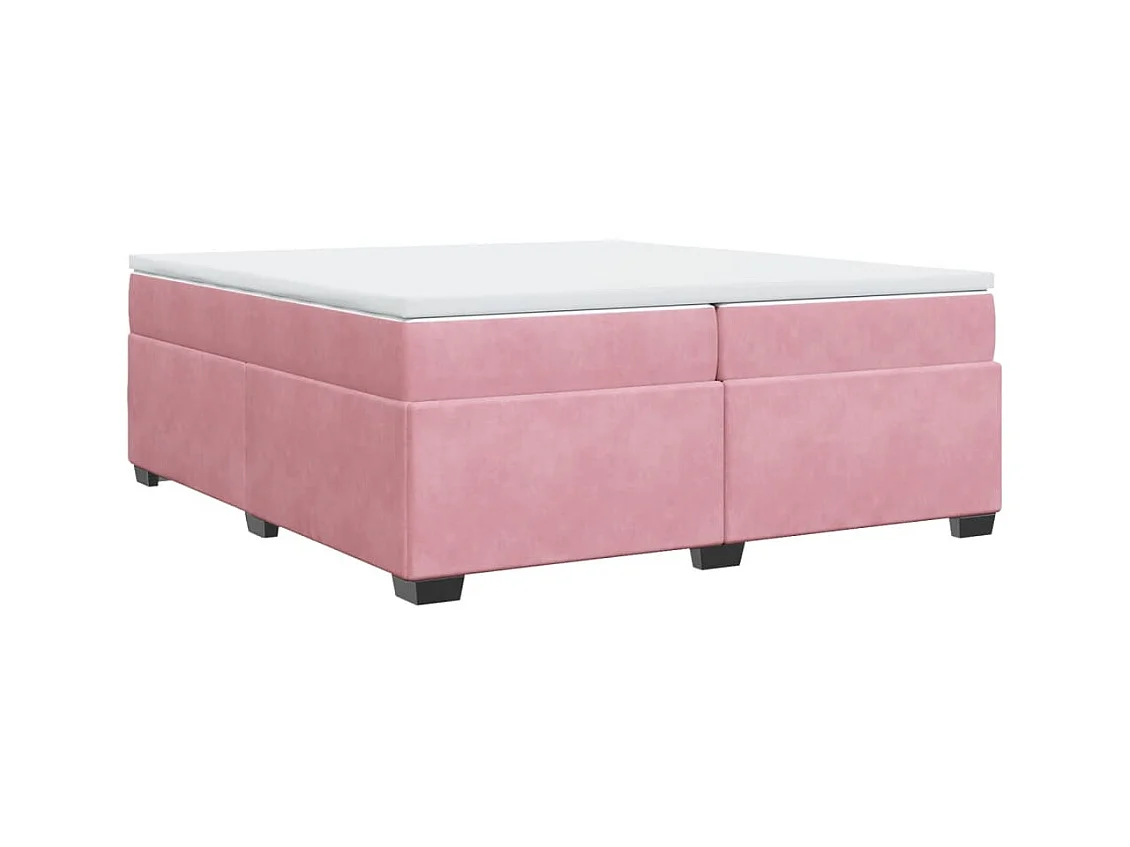 Cama box spring con colchón terciopelo rosa 200x200 cm