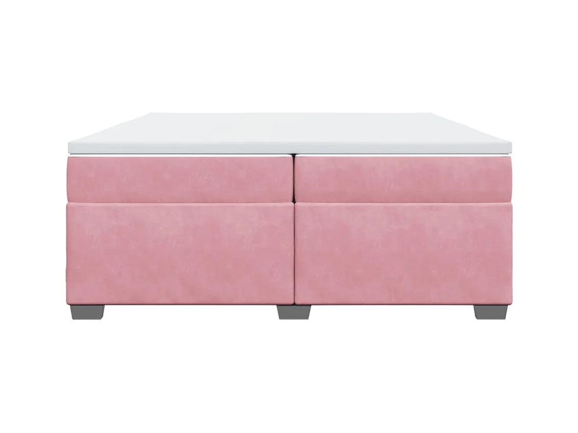Cama box spring con colchón terciopelo rosa 200x200 cm